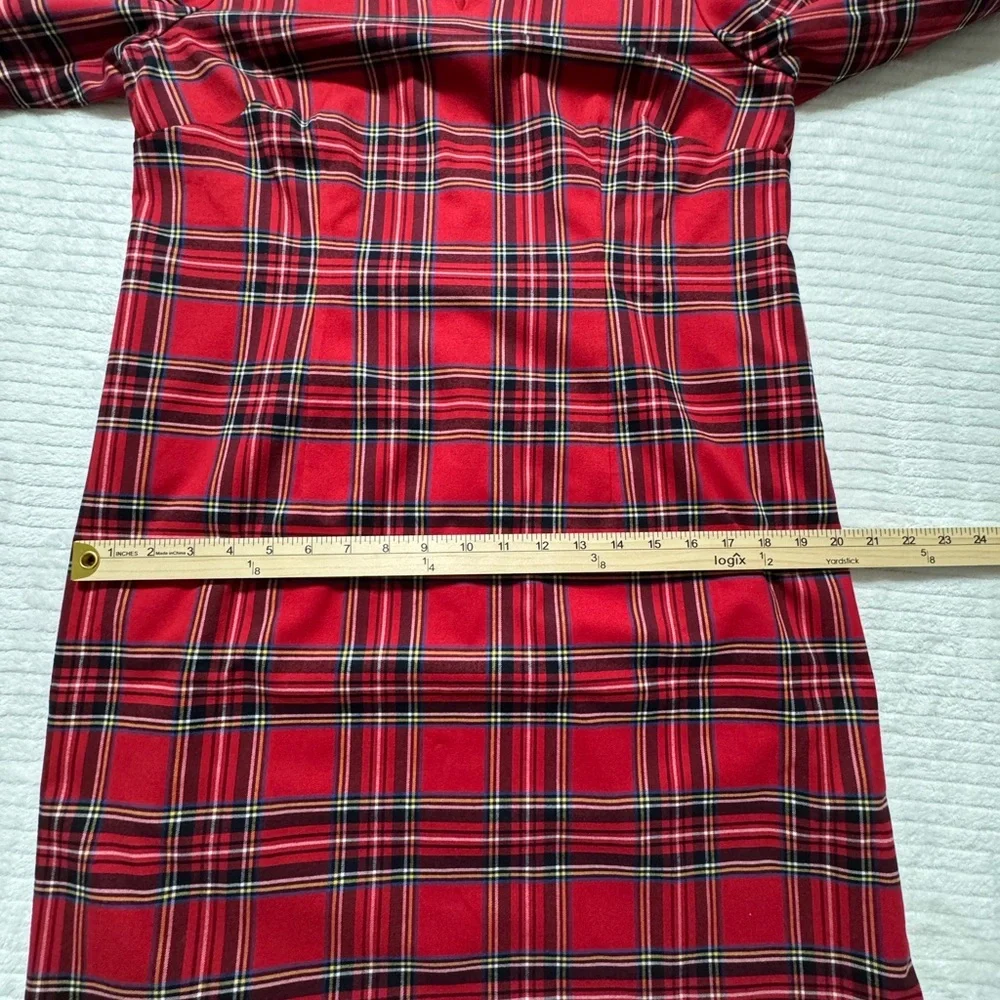 Talbots Women's Red Tartan Midi Dress - Picture 6 of 9